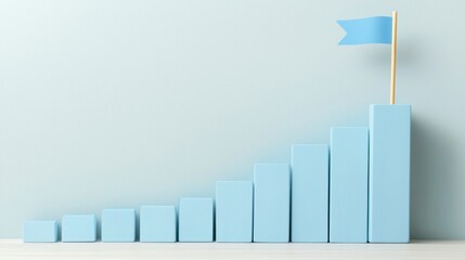 Poster - Chart with blue bars rising, reaching impressive heights and indicating growth.