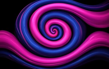 Poster - abstract spiral design in vibrant pink and blue colors, mesmerizing.