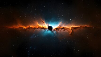 Poster - Dramatic image of a cosmic nebula stretching across the sky illuminating the vastness of the galaxy with its surreal and powerful energy  The dark