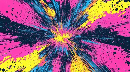 Poster - Dark red pop art background featuring vibrant splashes color.