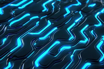 Poster - Explore future tech amidst sleek black surfaces and glowing elements.