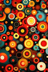 Poster - Bright cheerful background featuring colorful rings in various sizes and colors, creating a lively and vibrant atmosphere.