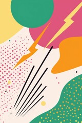 Poster - Retro pop art pattern featuring vibrant colors, shapes, and comic elements.