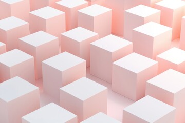 Poster - Stylish white cube boxes create modern flat design aesthetic and structure.