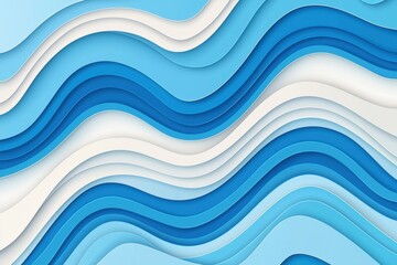 Poster - captivating blue geometric design with layered waves and curves.