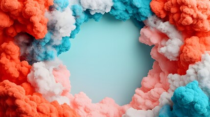 Poster - Dreamy pastel clouds forming an ethereal gradient with an open white center creating a peaceful and serene atmosphere  This abstract digital artwork has a modern