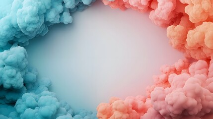 Poster - Dreamy pastel clouds forming an ethereal gradient with an open white center perfect for adding quotes text or other design elements  The soft