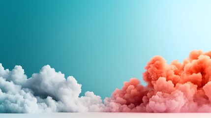 Poster - Dreamy pastel clouds in a soft gradient formation creating an ethereal and serene atmosphere with an open white central space  This digital evokes a sense of calm and tranquility