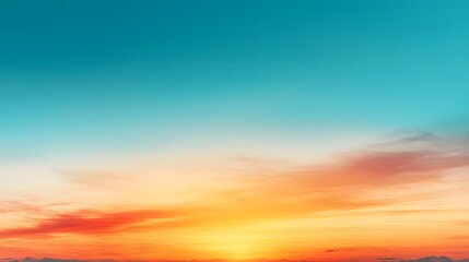 Poster - Dreamy sunset sky fading into a deep blue smooth gradient center with vibrant orange and red hues along the horizon  Peaceful and serene scenic landscape at dusk