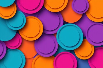 Poster - vibrant geometric shapes in orange, purple, and blue create modern art.