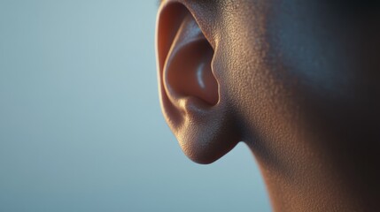 Aufkleber - Warm light highlighting the intricate details of an ear, representing the significance of sound and auditory perception in human experience