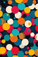 Poster - bright cheerful background featuring colorful rings and circles.