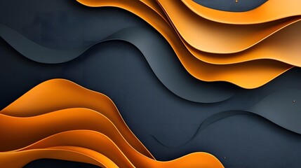 Poster - Elegant and dynamic abstract background featuring flowing golden metallic waves in a minimalist luxury dark design  This digital or 3D render can be used for various creative projects