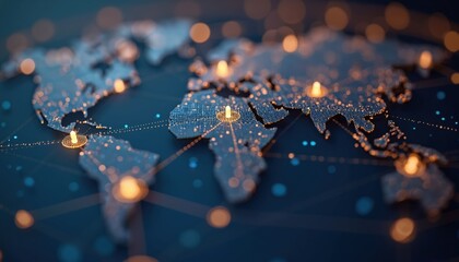 Aufkleber - Global business network structure for data exchange, collaboration. International, multinational connections, corporate enterprise organization, communication, cooperation, partnership, alliance,