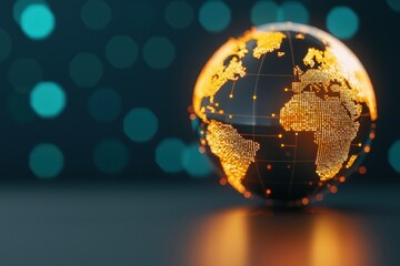 Poster - global communication networking, digital globe, world map, technology, connection, representing interconnectedness