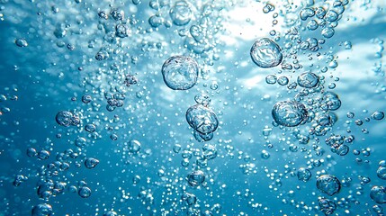 Aufkleber - Underwater bubbles rising towards sunlit surface