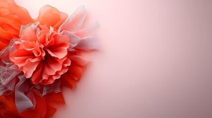 Poster - Elegant and Romantic Lace and Ribbon Decor with Soft Pink Gradient Background Perfect for Wedding Bridal or Luxury Fashion Concepts