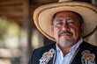© Milos - A charismatic man wears a colorful traditional outfit and sombrero, embodying the spirit of cultural pride and personal expression through fashion and appearance.