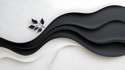 Poster - Elegant black and white gradient waves flowing in a minimalist modern abstract design  The smooth organic curves and lines create a calming visually striking and contemporary background or wallpaper