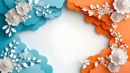 Poster - Elegant lace patterns forming delicate intricate borders on the sides of a pastel gradient background creating a beautiful romantic and feminine design