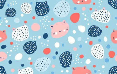 Poster - bright fun doodle pattern with quirky shapes and playful colors.