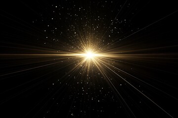 Poster - Golden light burst on black background. (1)