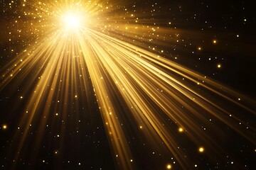 Aufkleber - Golden light rays burst on black background. (1)