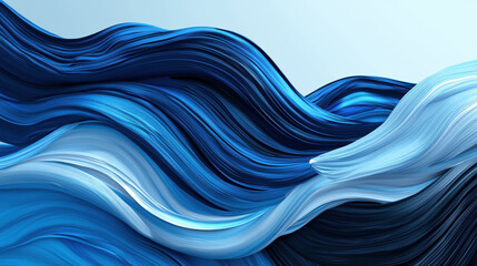 Poster - Flowing blue digital brushstrokes create serene abstract design