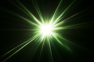Aufkleber - Green light rays burst from bright core on black.