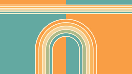 Wall Mural - abstract background of rainbow groovy wavy line design in 1970s hippie retro style. vector pattern r