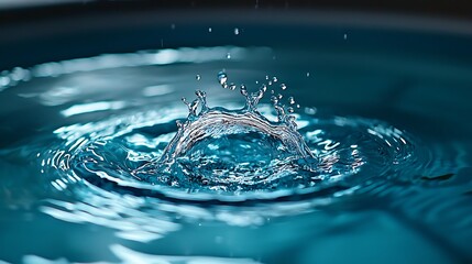 Fototapete - Water droplet splash, close-up view, abstract art, artistic beauty, for wallpaper or website