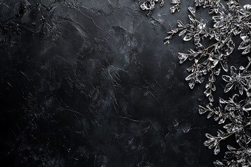 Poster - Icy branches on dark textured background.