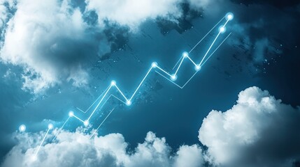 Leinwandbilder - Abstract profit graph with dotted lines and fluffy clouds surrounding it