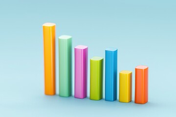 Leinwandbilder - Candlestick chart showing fluctuations with colorful bars on light blue