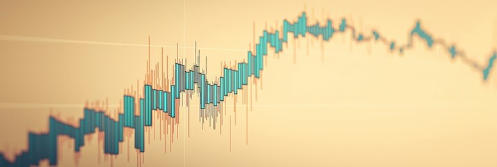 Leinwandbilder - Candlestick chart with growth trends on a neutral beige background