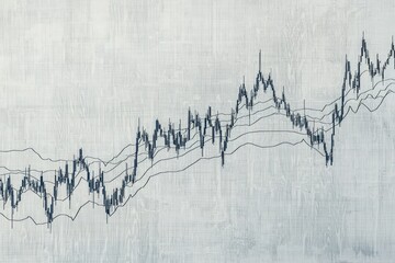 Leinwandbilder - Dynamic stock line graph with wave patterns on a light gray background
