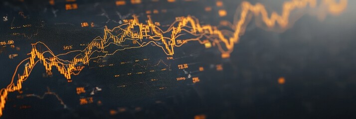Leinwandbilder - Intricate market trend graph with rising lines and soft blur effect on gray