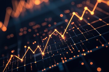 Leinwandbilder - Simple line graph with upward trends and minimal data points