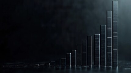 Leinwandbilder - Vertical bar chart with varying heights and financial numbers on black