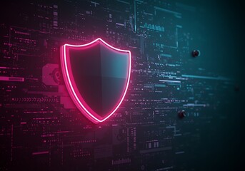 Poster - Futuristic Shield Icon Representing Cyber Security