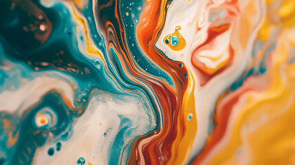 Poster - A vibrant swirl of abstract colors, featuring blue, orange, and yellow hues, creating a dynamic and artistic visual experience
