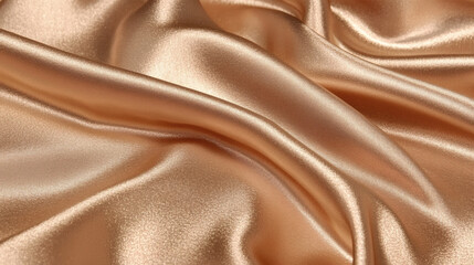 Poster - A smooth, luxurious golden satin fabric draped elegantly, showcasing its shiny texture and fluidity