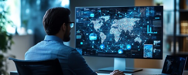 Aufkleber - Modern business communication enhanced by technology networking