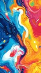 Poster - Abstract colorful paint swirl with vibrant blue, orange, and red hues. Modern art background and creative expression concept