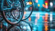 © zeitgenstd - Rainy Night Cityscape: Bicycle Reflections in Urban Glow