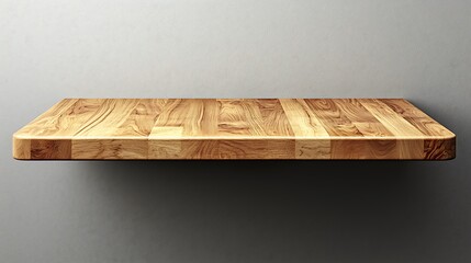 Aufkleber - Wooden shelf mounted on gray wall, providing product display space, presentation background