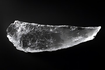 Poster - Translucent ice shard on black background.