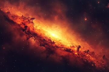 Wall Mural - fiery cosmic nebula, interstellar dust, space exploration, vibrant background, astronomy
