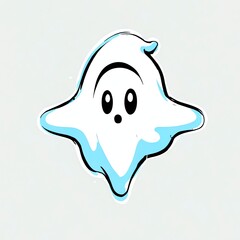 Canvas Print - Adorable Ghost Illustration: A Cute and Whimsical Spectral Design