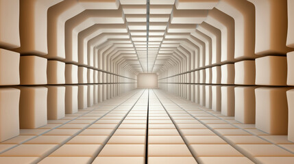 Poster - Geometric tunnel with depth perspective, creating sense of infinity and space